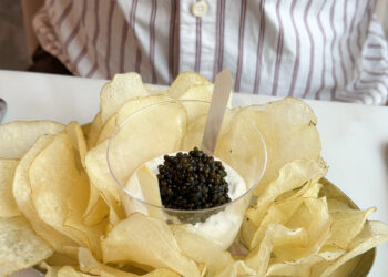 Impossibly thin crisps and caviar - RH England